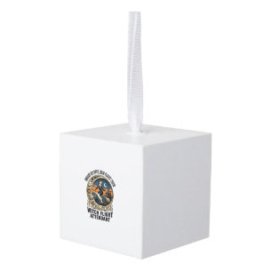 Heksen stewardess Halloween bezem brokkel ontwerp Kubus Ornament