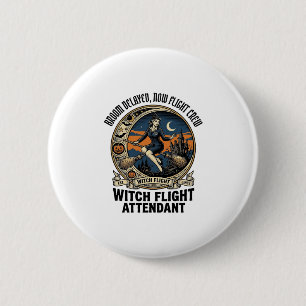 Heksen stewardess Halloween bezem brokkel ontwerp Ronde Button 5,7 Cm