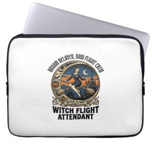 Heksen stewardess Halloween bezem brood ontwerp Laptop Sleeve