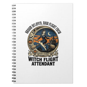 Heksen stewardess Halloween bezem gebroken ontwerp Notitieboek