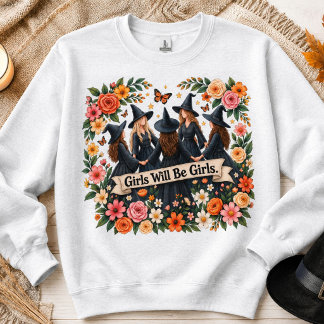 Heksen T-shirt met bloemen Boho Halloween