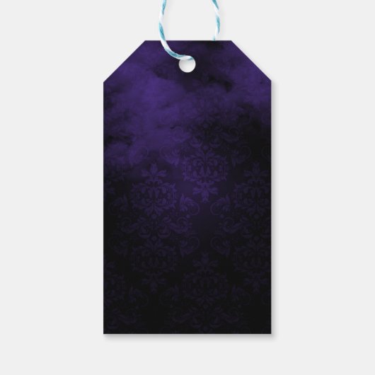Heksen Verzamelen Paarse & Zwarte Damast Favor Cadeaulabel (Achterkant)