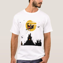 Heksen vliegen met pompoen Halloween T-shirt
