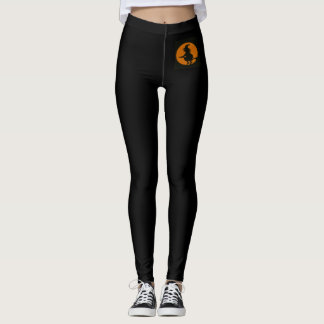 Heksen vliegen op bezemsteel met Halloween Leggings