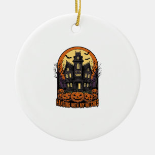 Heksen Vrienden Halloween Spokenhuis T-shirt_1 Keramisch Ornament