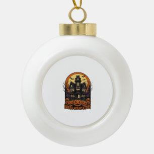 Heksen Vrienden Halloween Spokenhuis T-shirt_1 Keramische Bal Ornament