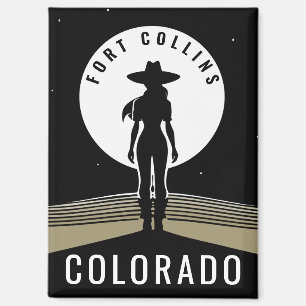 Heksen Vrouw Cowgirl Silhouet Volle Maan Reizen Magneet