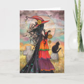 Heksen Weg Halloween Heksen Kunst Kaart (Voorkant)