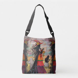 Heksen Weg Heksenkat Fantasie Kunst Halloween Wicc Crossbody Tas