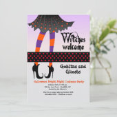 Heksen welkom Halloween uitnodiging (Staand voorkant)