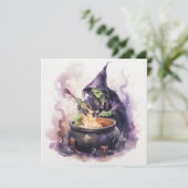 "Heksen & Whiskey Whirl" Halloween Kaart (Staand voorkant)