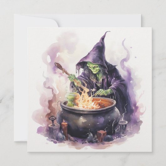 "Heksen & Whiskey Whirl" Halloween Kaart (Voorkant)