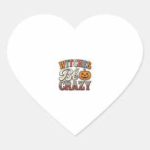 Heksen Zijn Gek Vintage Halloween T-shirt Ontwerp_ Hart Sticker