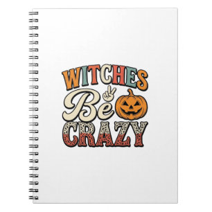 Heksen Zijn Gek Vintage Halloween T-shirt Ontwerp_ Notitieboek
