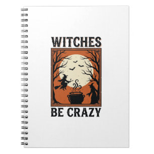 Heksen Zijn Gek Vintage Halloween T-Shirt Ontwerp  Notitieboek