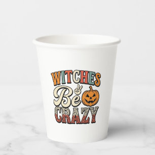 Heksen Zijn Gek Vintage Halloween T-shirt Ontwerp_ Papieren Bekers
