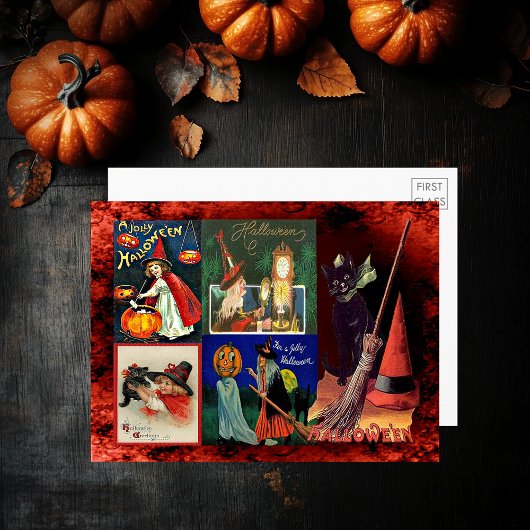  heksen zwart katten collage groot Briefkaart