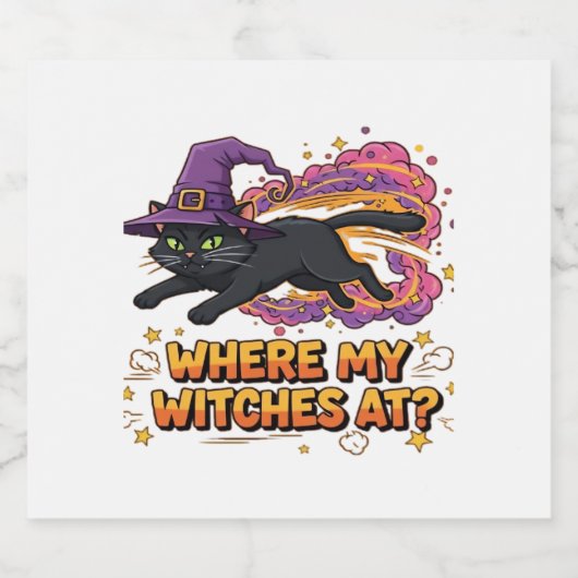 heksen zwarte kat Classic T-Shirt Sparkling Wijnetiket (Enkel label)