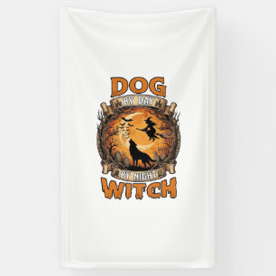 Heksenacht op Honden Dag Halloween Wolfmaan Vleerm Spandoek
