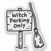 Heksenbezem parkeren teken doodle sticker (Voorkant)