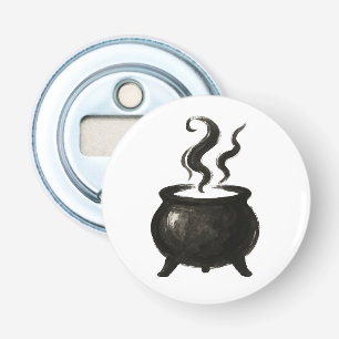 Heksenbrouwsel – Minimalistische Halloween-ketel o Button Flesopener