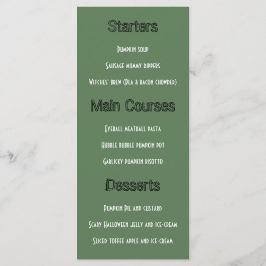 Heksenfeestmenu op Bezemsteel Menu (Achterkant)