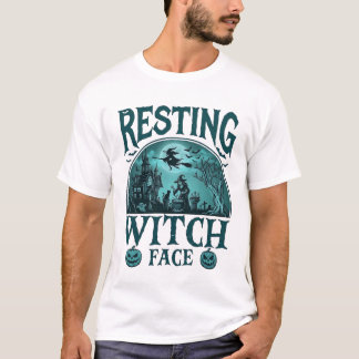 Heksengezicht Halloween Spokenhuis Ketel T-shirt