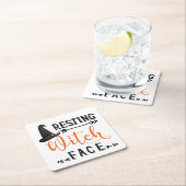 heksengezicht rust vierkante kartonnen onderzetter (Insitu)