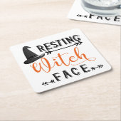 heksengezicht rust vierkante kartonnen onderzetter (Schuin)