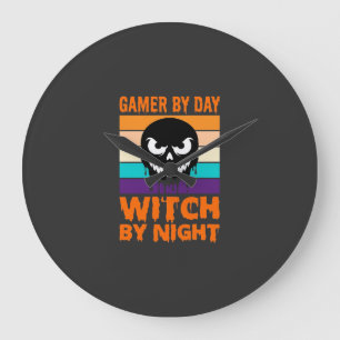 Heksenheks Halloween Retro Schedel Gamer Grote Klok