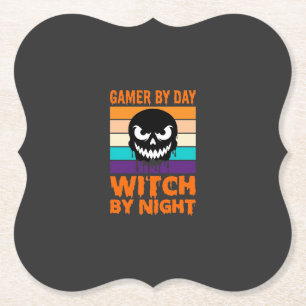 Heksenheks Halloween Retro Schedel Gamer Kartonnen Onderzetters