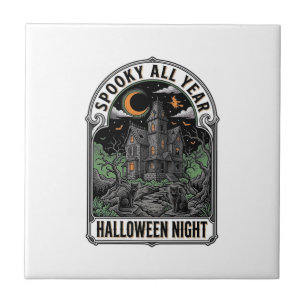 Heksenhemd voor een Oude Kerstmis Halloween Spoken Tegeltje