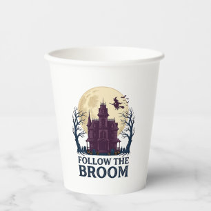 Heksenhemd voor Spokenhuis - Vintage Halloween Gra Papieren Bekers