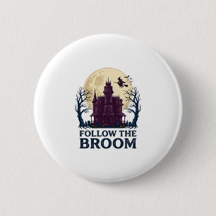 Heksenhemd voor Spokenhuis - Vintage Halloween Gra Ronde Button 5,7 Cm