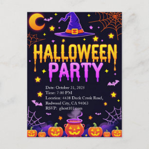 Heksenhoed Halloween-feest Briefkaart