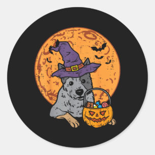Heksenhoed Maan Jack O Lantern Halloween Heeler Ronde Sticker