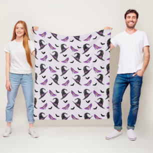 Heksenhoed Paarse Hoge Hakken Met Vleermuizen Hall Fleece Deken