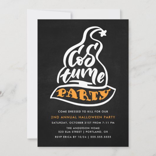 Heksenhoed typografie Halloweenfeest Kaart (Voorkant)