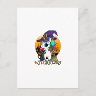 Heksenhoorn Eenhoorn Heks Halloween Zwarte Kat Ora Briefkaart