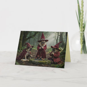 Heksenkaart voor Halloween met Pug Feestdagen Kaart
