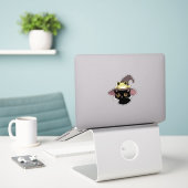 Heksenkat en kikker sticker (Laptop op bureau)