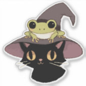 Heksenkat en kikker sticker (Voorkant)