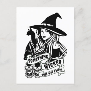Heksenkat en schedels Wicked Briefkaart