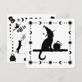 Heksenkat Halloween Feest Uitnodiging (Voorkant / Achterkant)