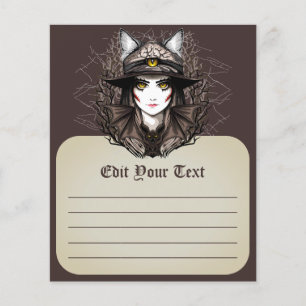Heksenkat Halloween griezelig Schattige portret Flyer