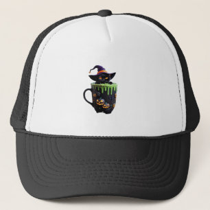 Heksenkat Halloween-koffiemok Schattige zwarte ka Trucker Pet