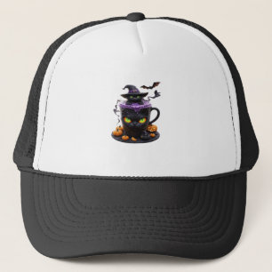 Heksenkat Halloween Latte Griezige Cute Coffee me Trucker Pet