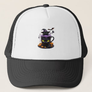 Heksenkat Halloween Latte  Griezige Cute Coffee me Trucker Pet