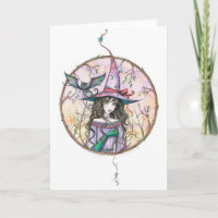 Heksenkat Halloweenkaart van Molly Harrison