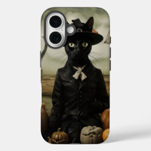 Heksenkat met pompoenen iPhone 16 hoesje